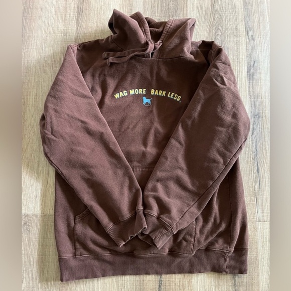 Tops - Y2K Cloud Star ‘Wag More Bark Less’ Brown Hoodie